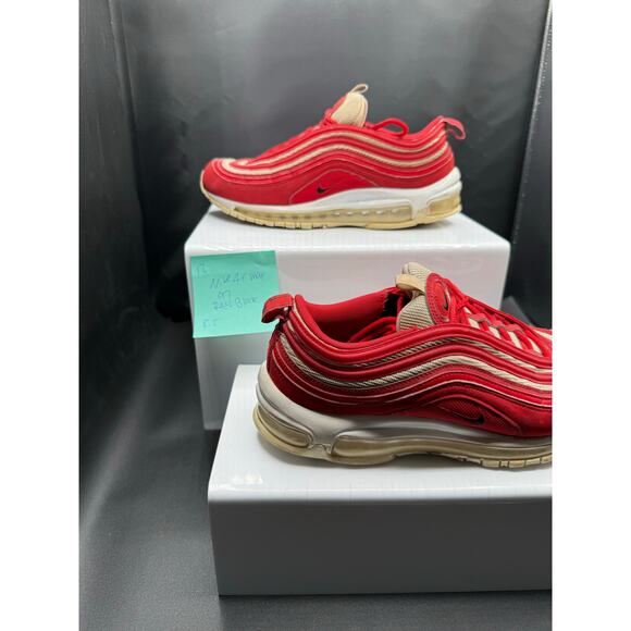 Nike Air Max 97 - Red and White with Black and Red Swoosh - Size 8.5M